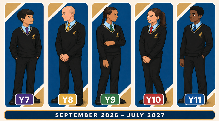 School Uniform by Year Group Tie Colours: Y7-Purple Y8-Yellow Y9-Green Y10-Red Y11-Blue